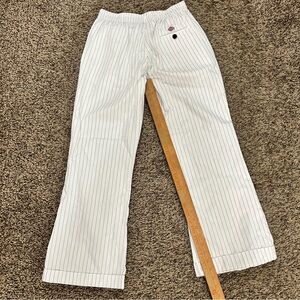 Dickies Vintage Y2K White Pinstripe Flare Pants Elastic Waist Wide Leg Trousers